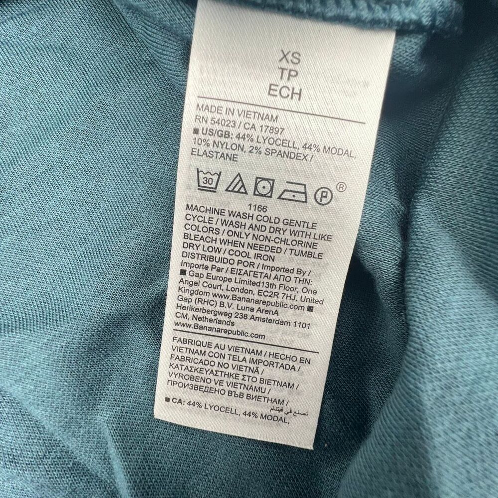 NWT BR Banana Republic Women's Long Sleeve Button Up Shirt Blue Green Size XS - Picture 10 of 11
